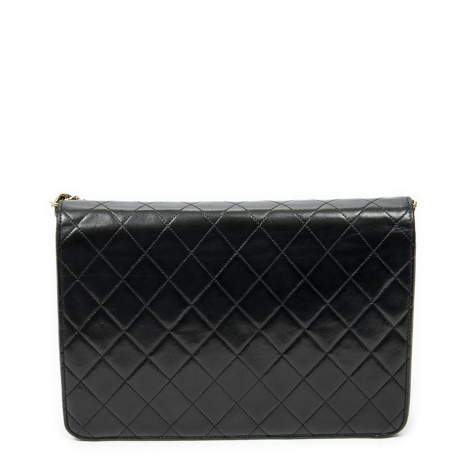 Chanel Vintage Pushlock Straight Flap Black Quilted Lambskin Leather — view 5