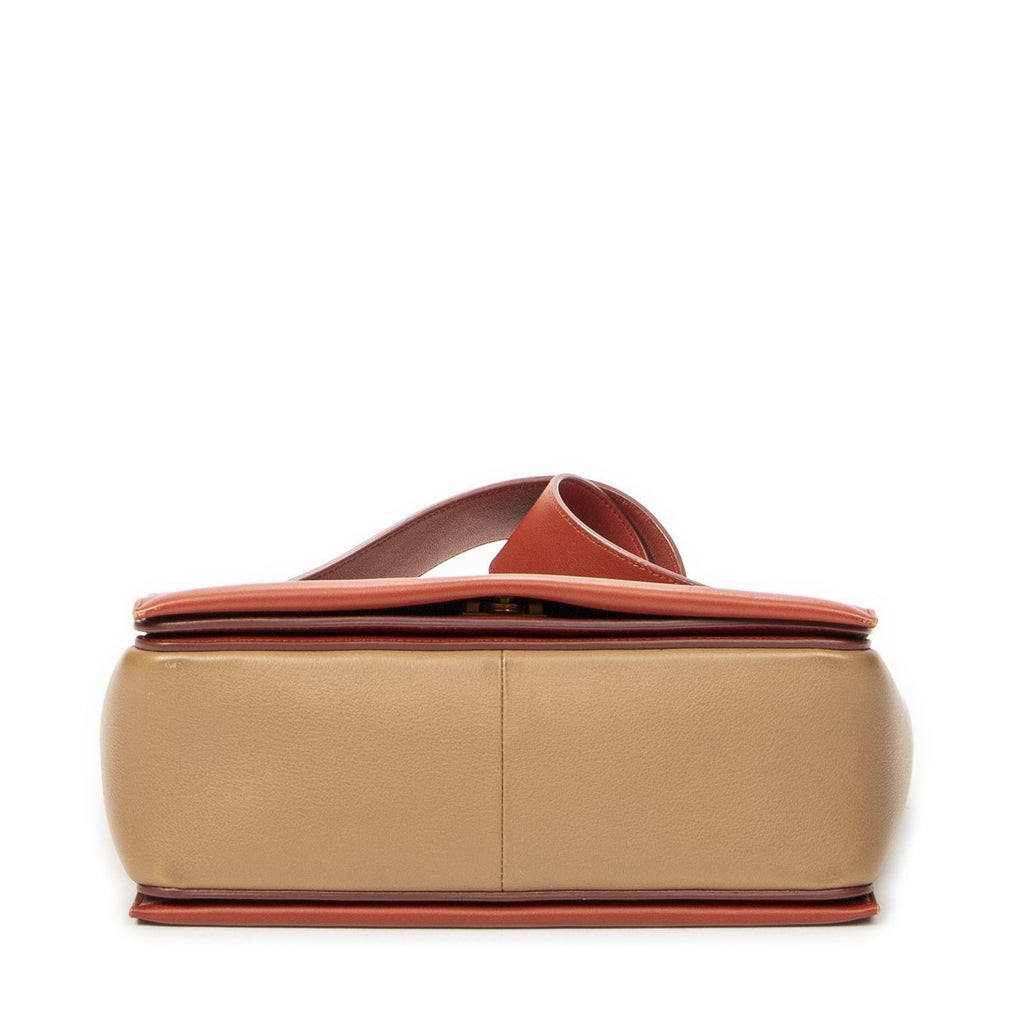 Celine Frame Cross Belt Bag Orange Beige Calfskin Leather — view 6