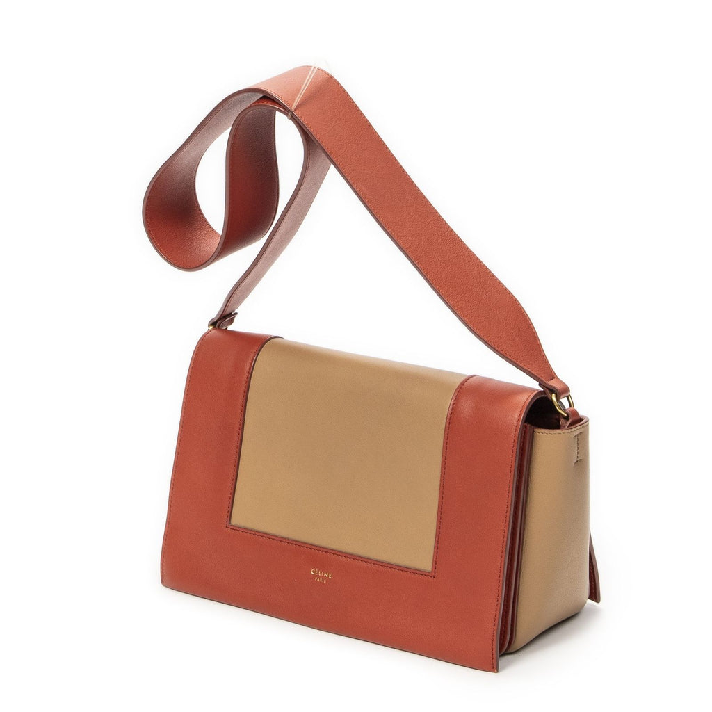 Celine Frame Cross Belt Bag Orange Beige Calfskin Leather — view 2