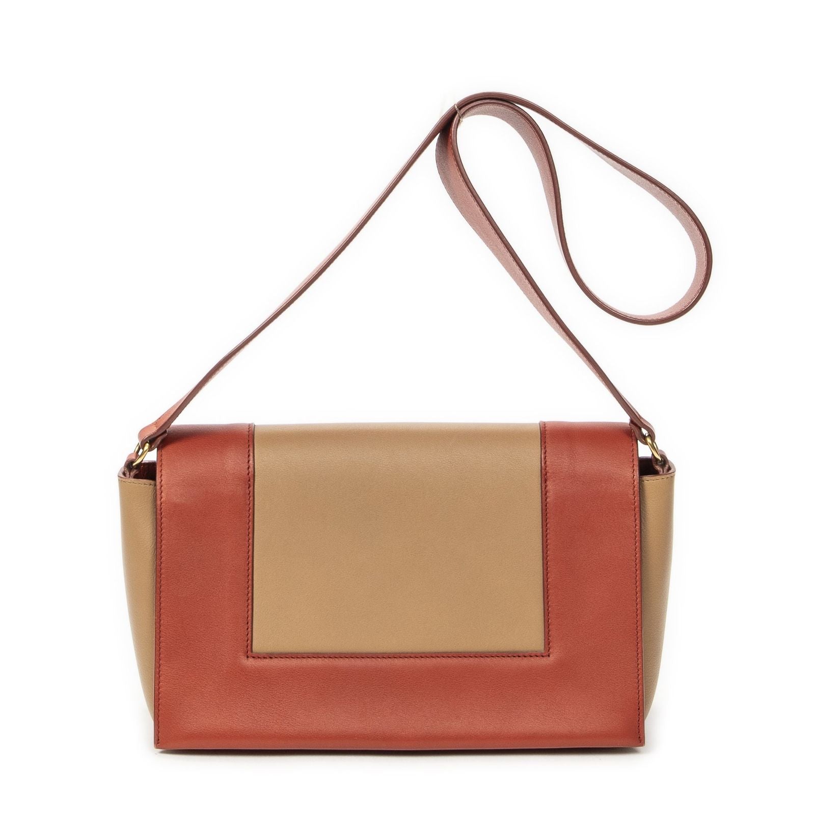 Celine Frame Cross Belt Bag Orange Beige Calfskin Leather — view 5