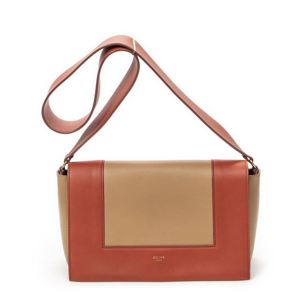 Celine Frame Cross Belt Bag Orange Beige Calfskin Leather