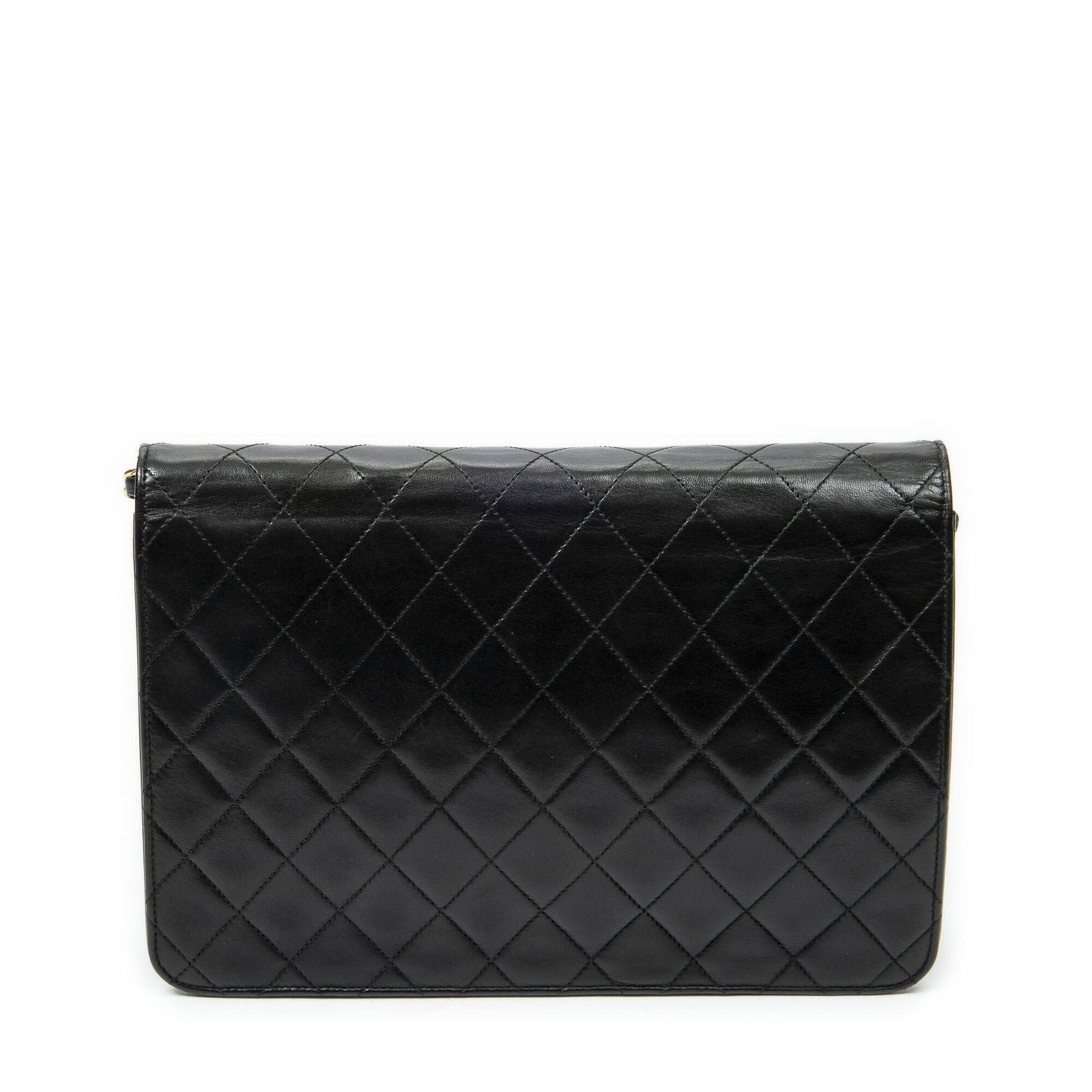 Chanel Vintage Pushlock Straight Flap Black Quilted Lambskin Leather — view 5