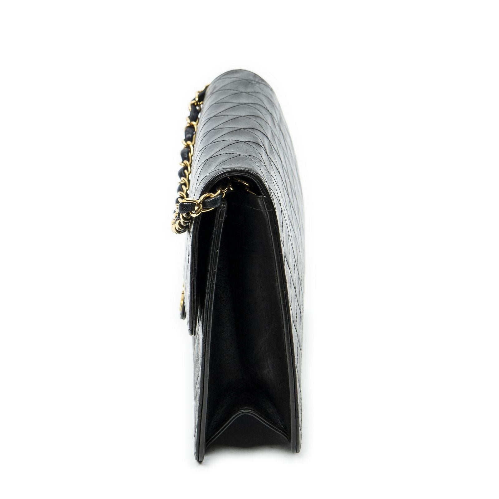 Chanel Vintage Pushlock Straight Flap Black Quilted Lambskin Leather — view 3