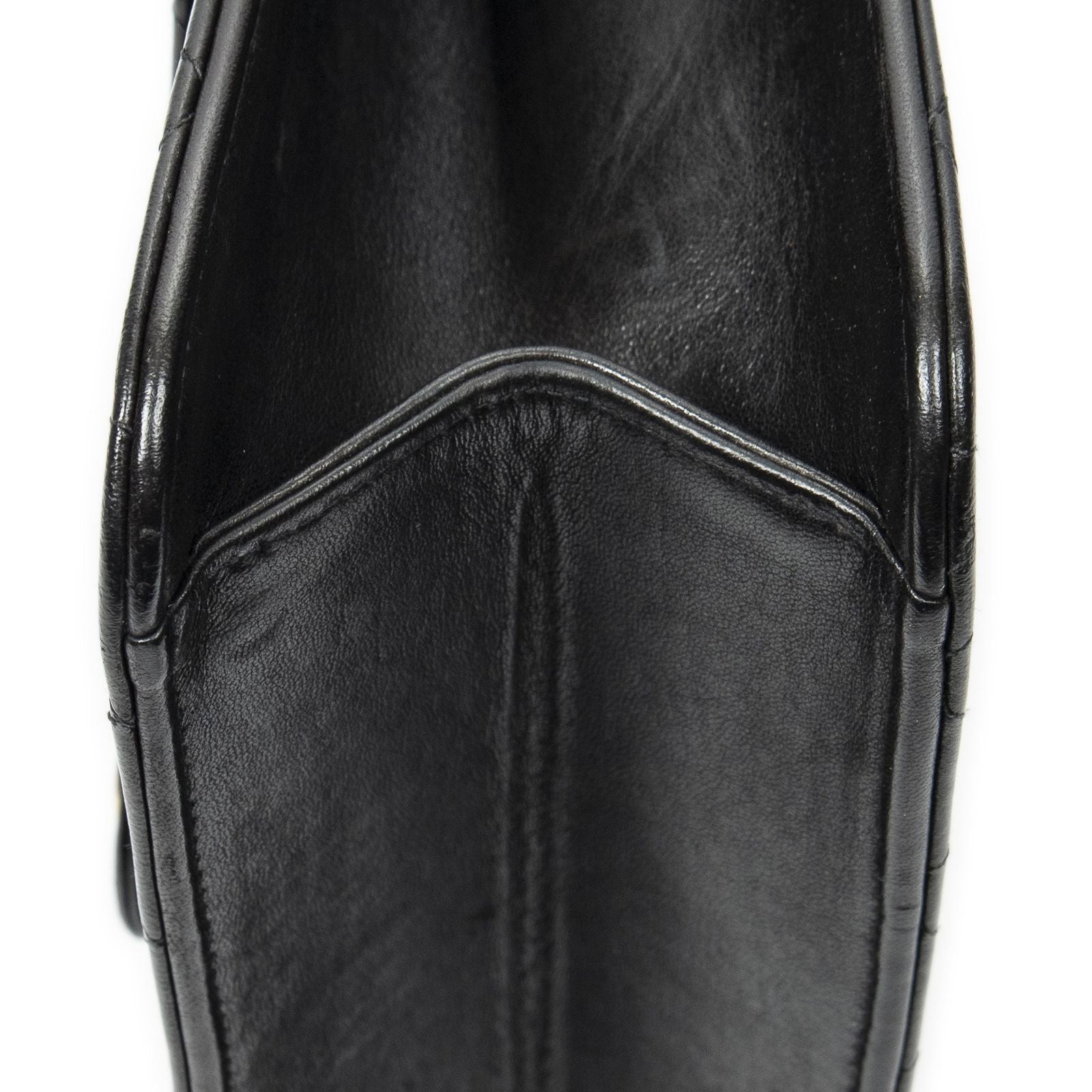 Chanel Vintage Pushlock Straight Flap Black Quilted Lambskin Leather — view 8