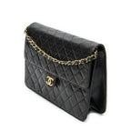 Chanel Vintage Pushlock Straight Flap Black Quilted Lambskin Leather — view 2