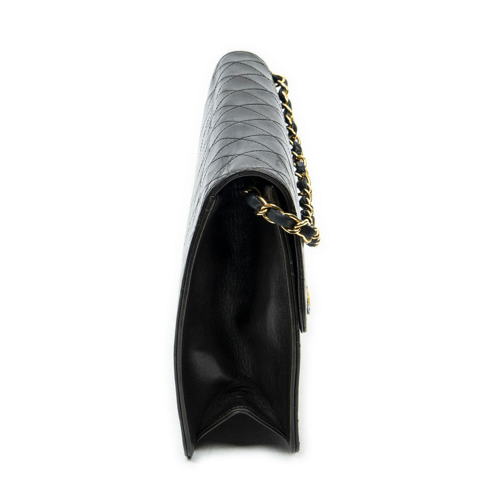 Chanel Vintage Pushlock Straight Flap Black Quilted Lambskin Leather — view 4