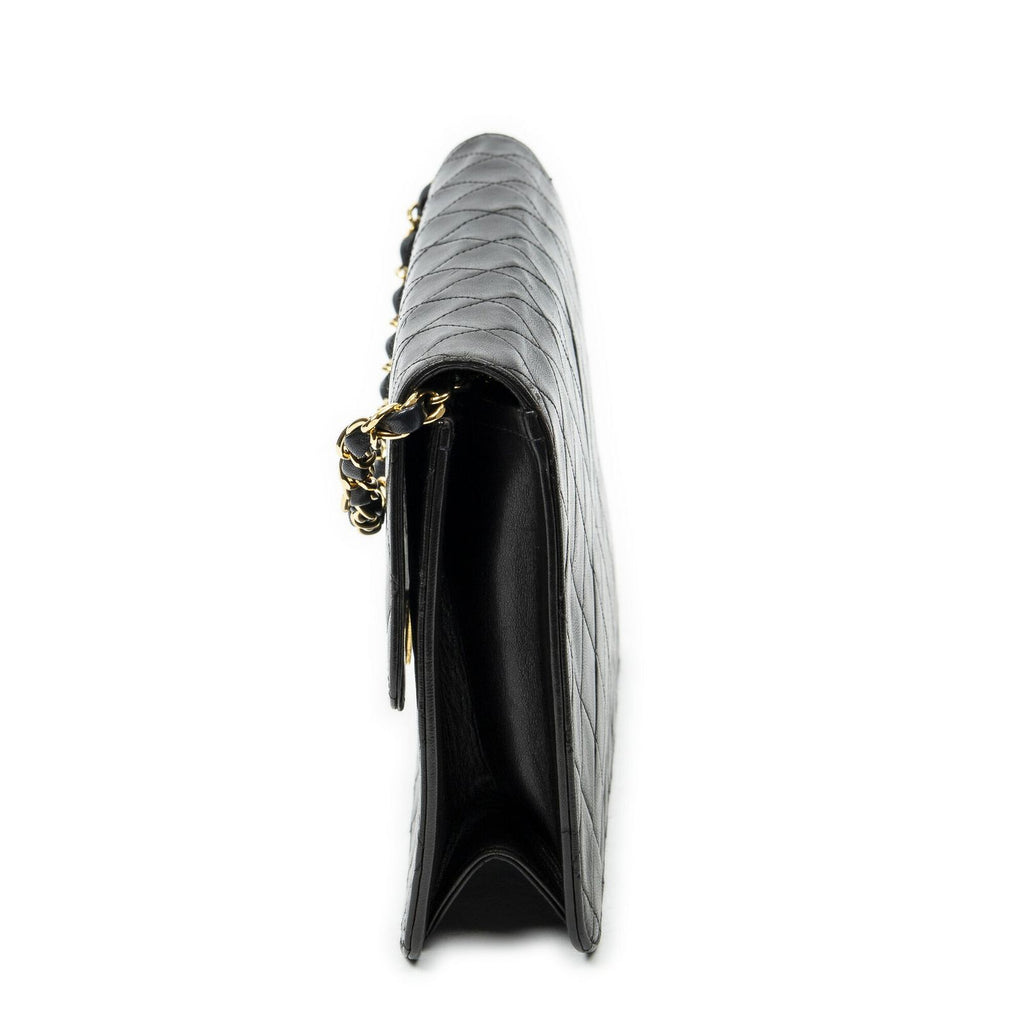 Chanel Vintage Pushlock Straight Flap Black Quilted Lambskin Leather — view 3