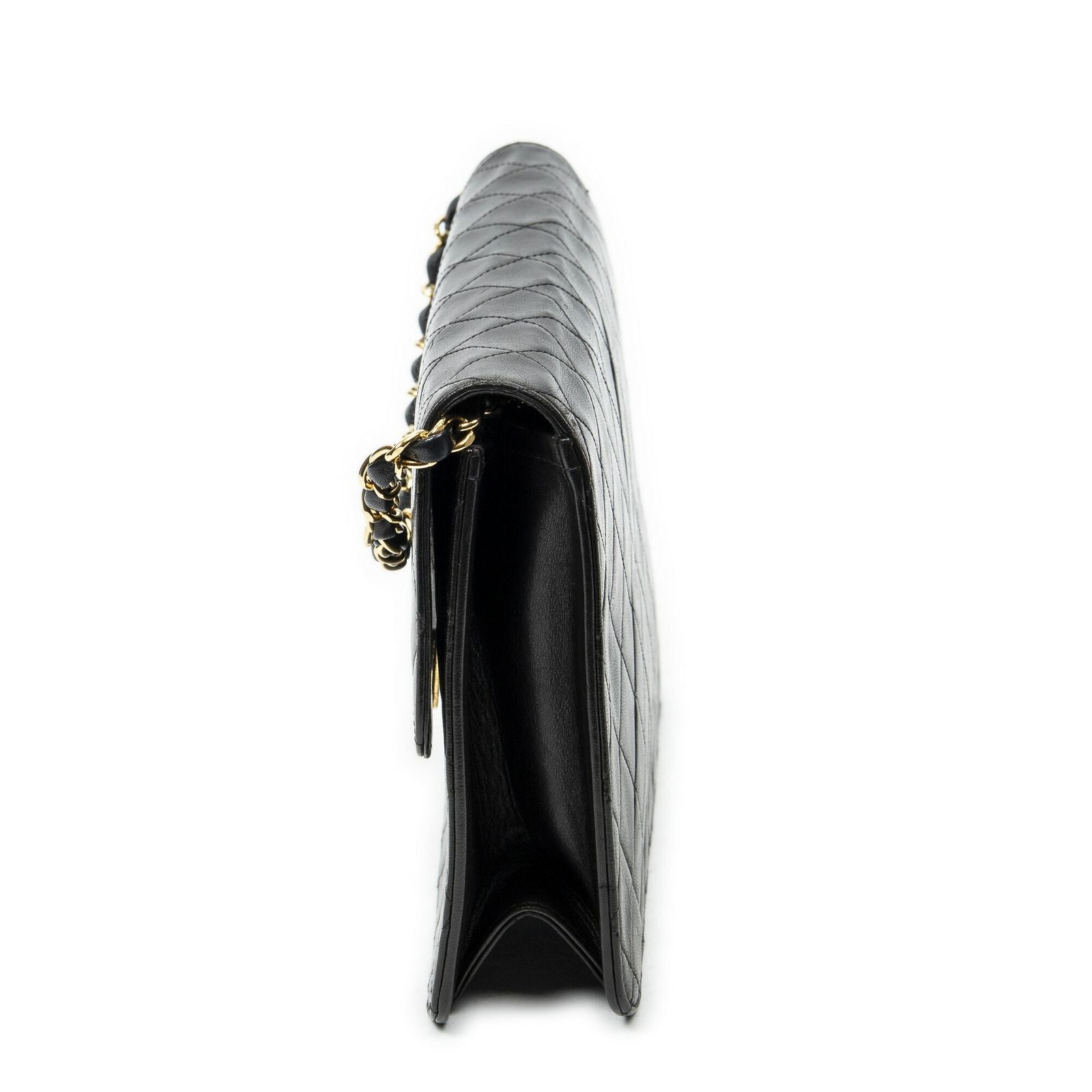 Chanel Vintage Pushlock Straight Flap Black Quilted Lambskin Leather — view 3