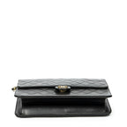 Chanel Vintage Pushlock Straight Flap Black Quilted Lambskin Leather — view 6