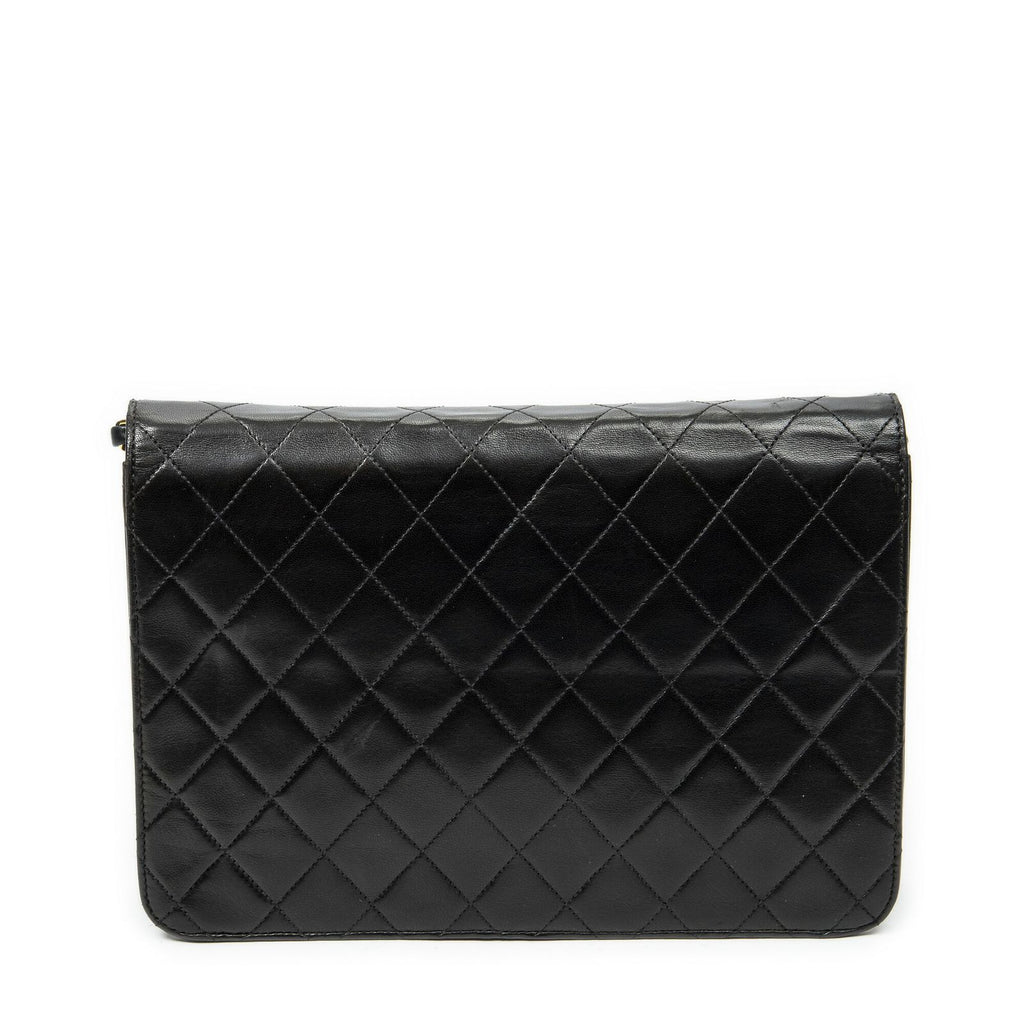 Chanel Vintage Pushlock Straight Flap Black Quilted Lambskin Leather — view 5