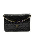 Chanel Vintage Pushlock Straight Flap Black Quilted Lambskin Leather