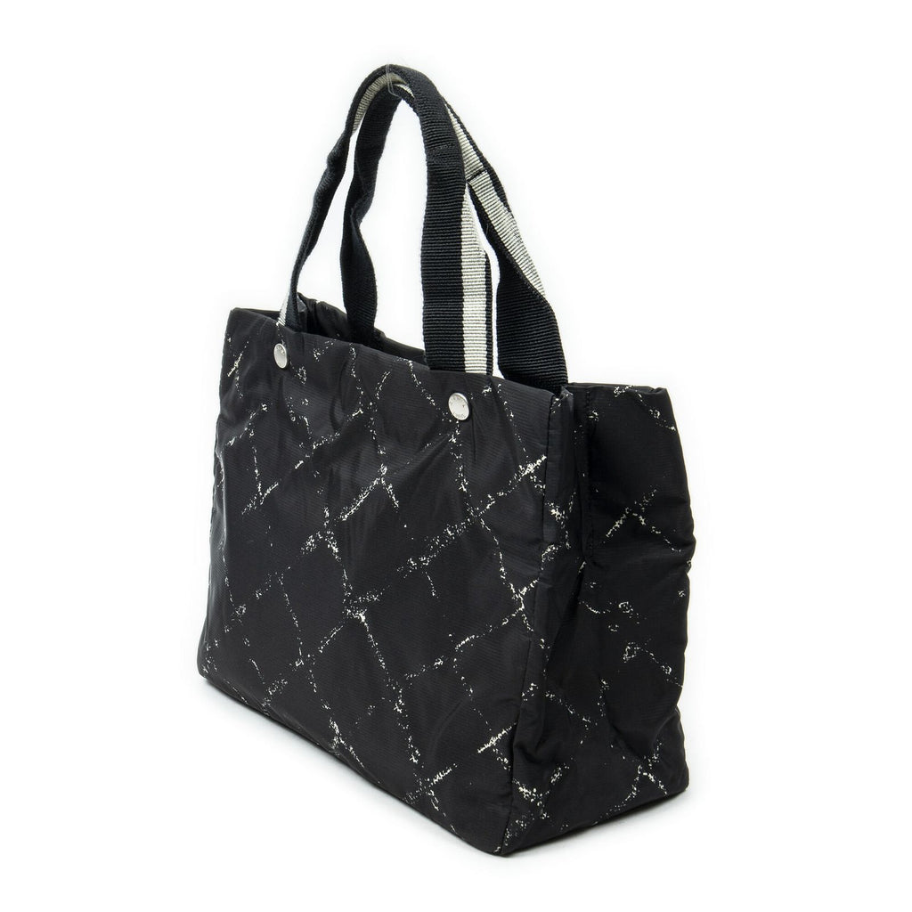 Chanel Small Vintage Travel Line Tote Black Nylon Canvas — view 2