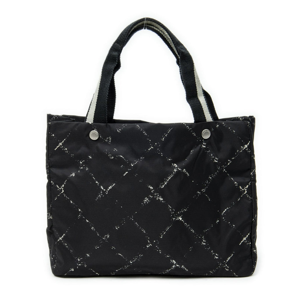 Chanel Small Vintage Travel Line Tote Black Nylon Canvas