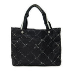 Chanel Small Vintage Travel Line Tote Black Nylon Canvas