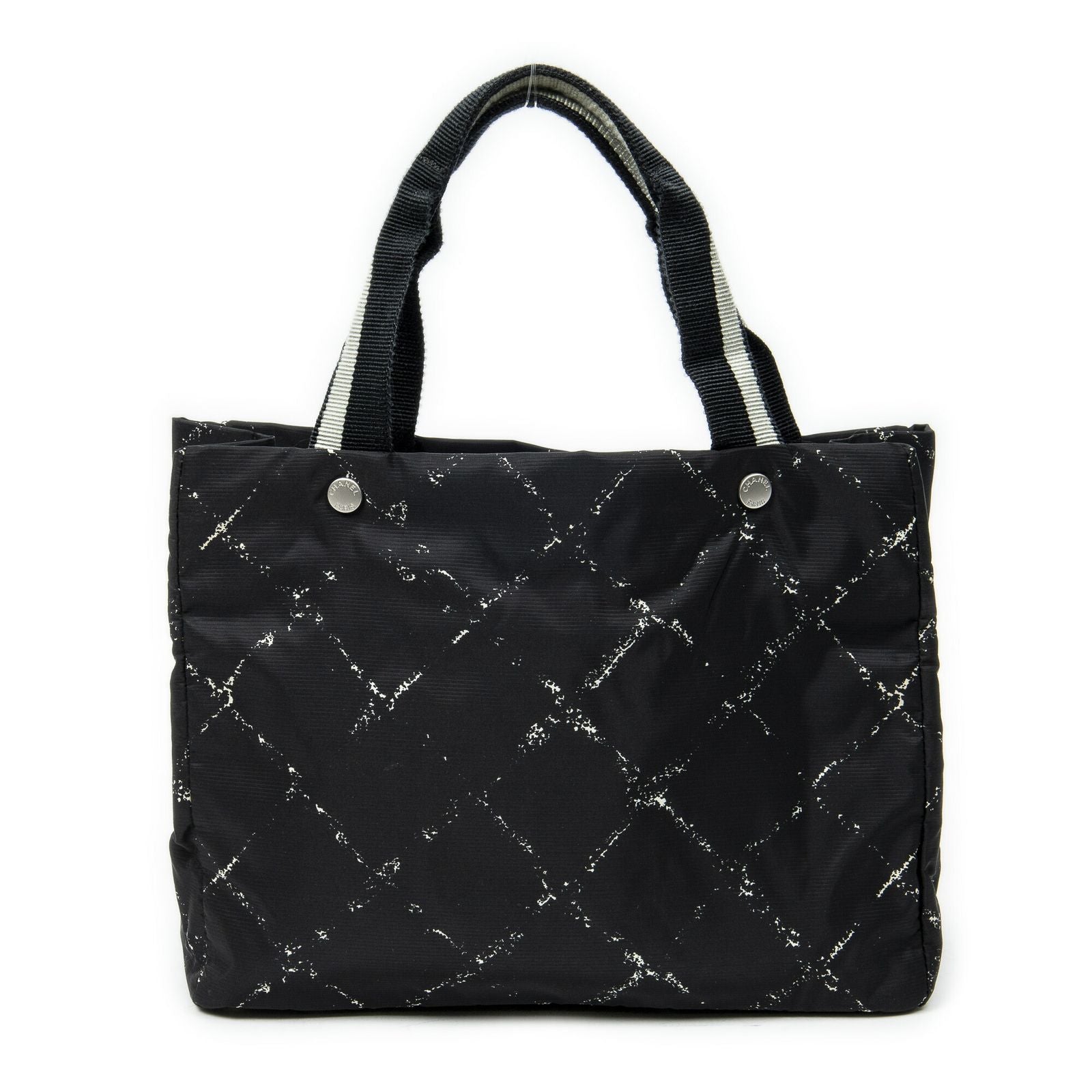 Chanel Small Vintage Travel Line Tote Black Nylon Canvas