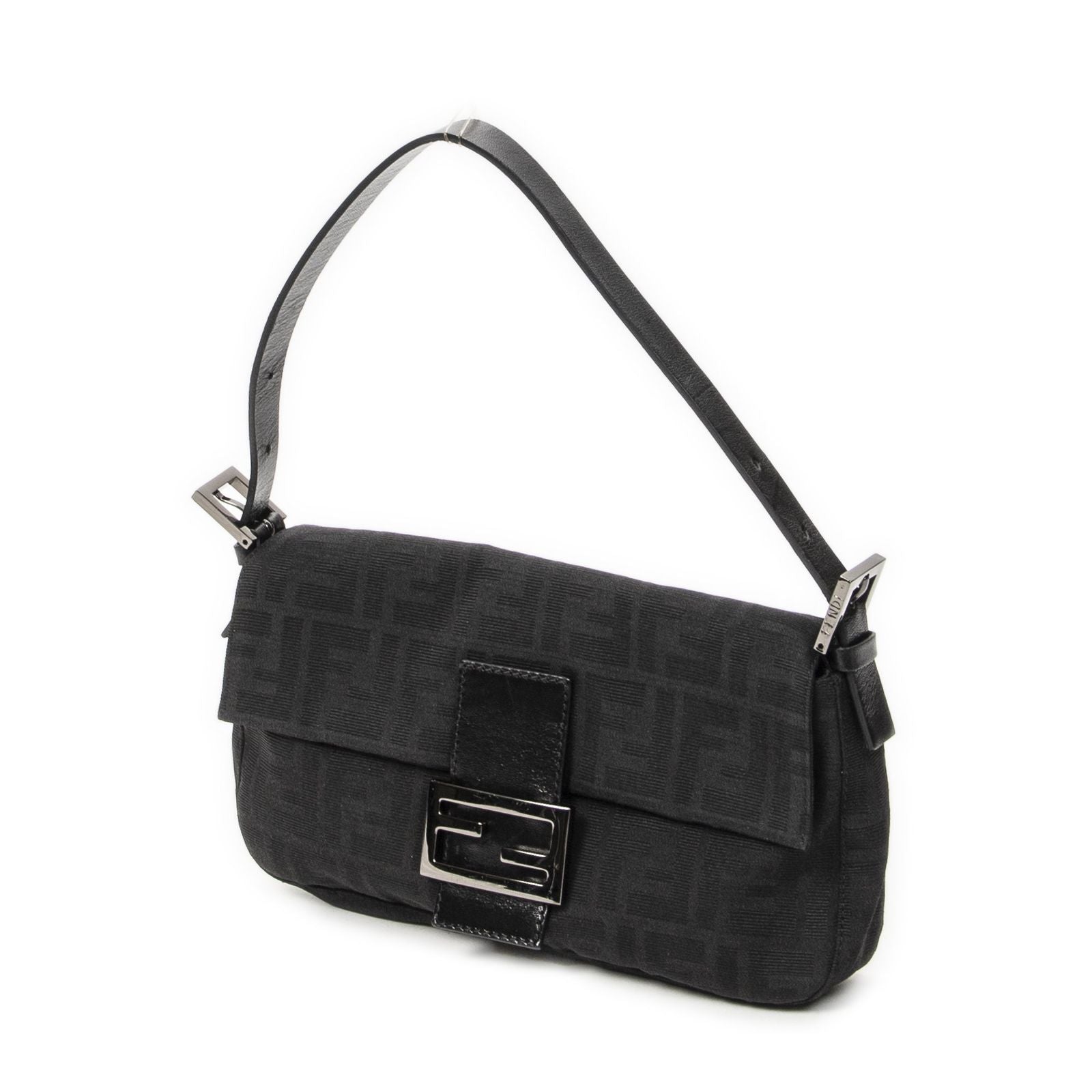 Fendi Baguette Black Zucca Canvas Messenger — view 2