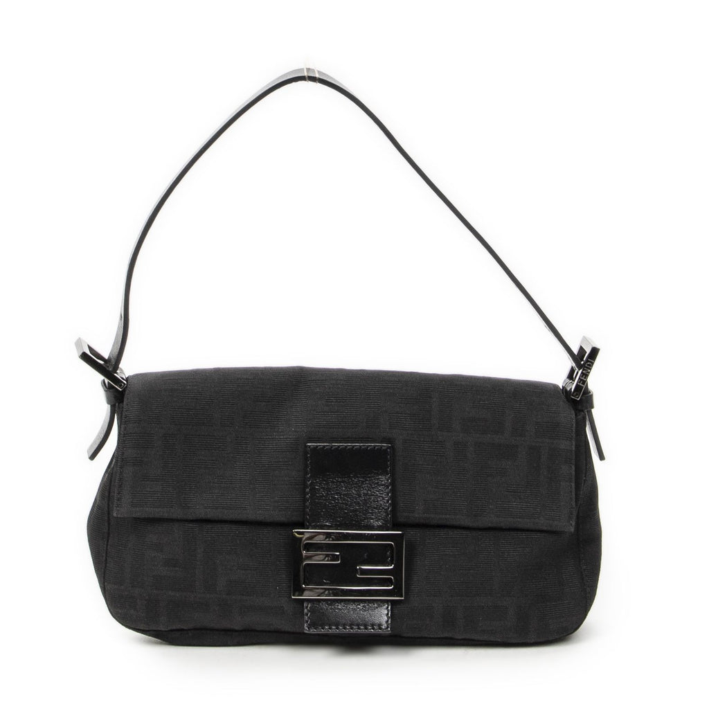 Fendi Baguette Black Zucca Canvas Messenger