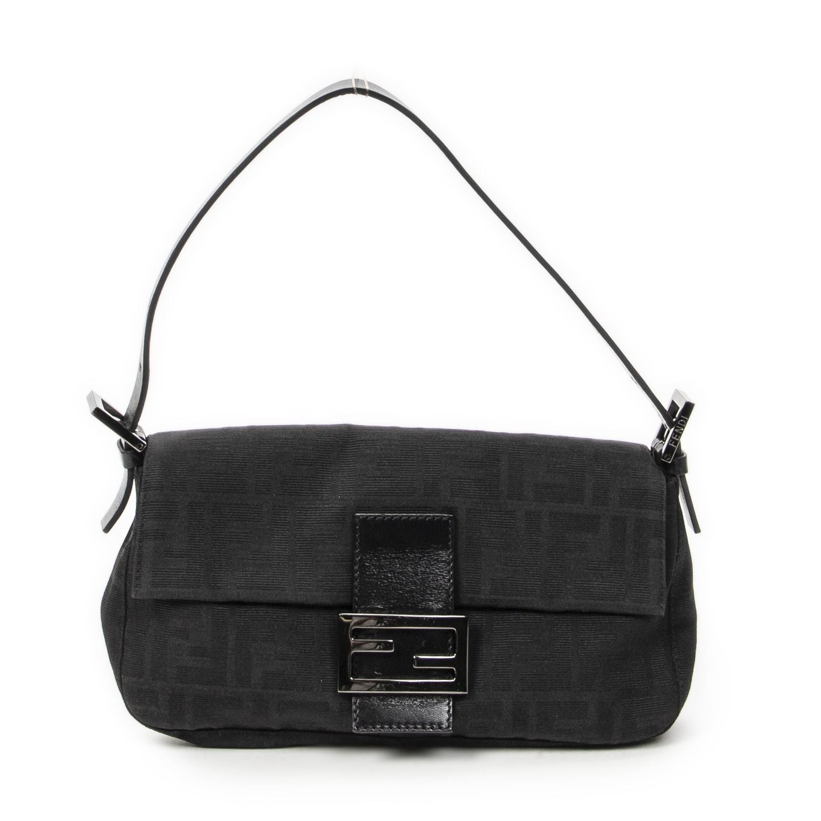 Fendi Baguette Black Zucca Canvas Messenger