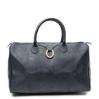 Dior Vintage Travel Boston Navy Trotter Pattern Canvas Shoulder