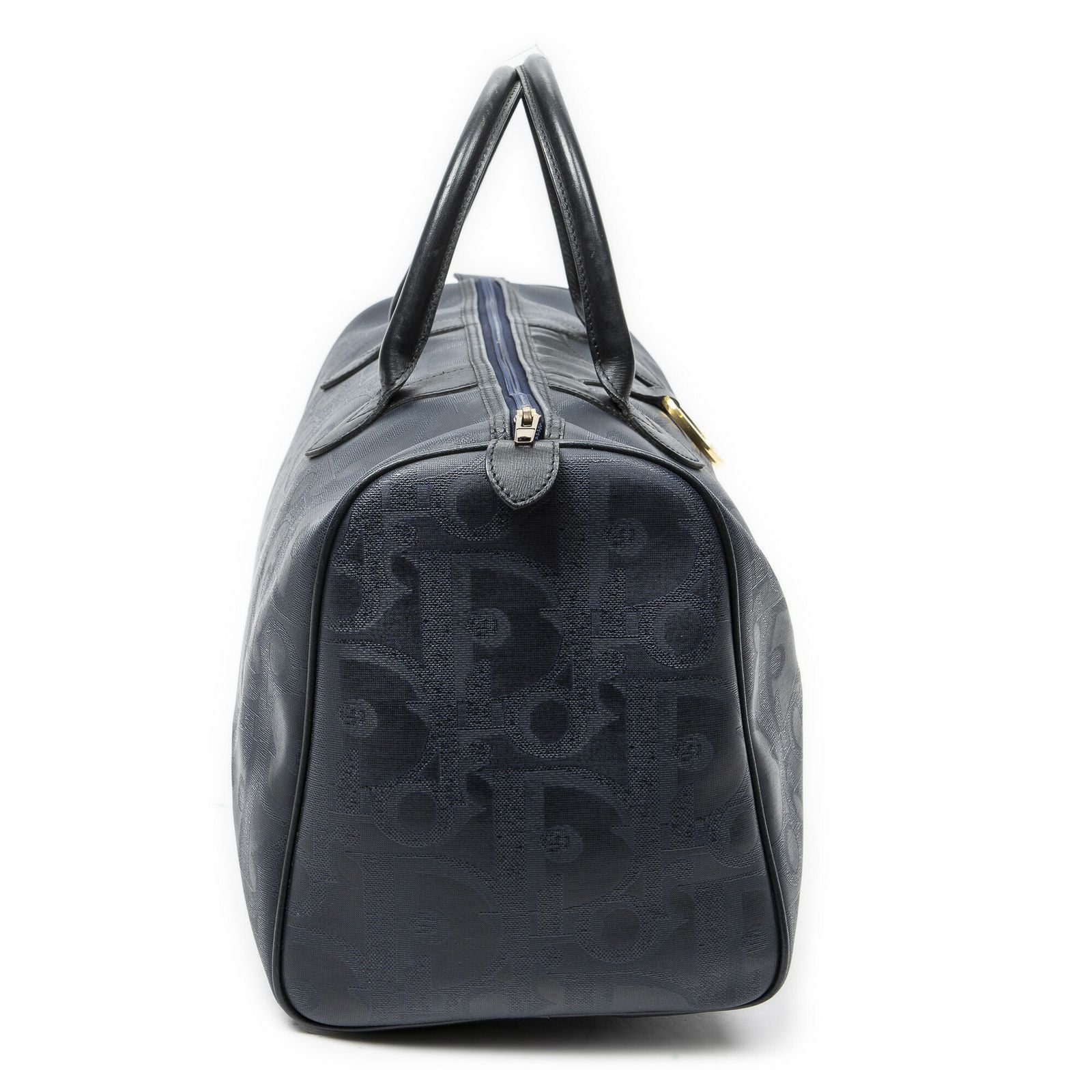 Dior Vintage Travel Boston Navy Trotter Pattern Canvas Shoulder — view 4