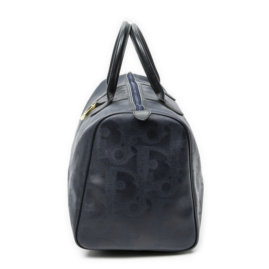 Dior Vintage Travel Boston Navy Trotter Pattern Canvas Shoulder — view 3