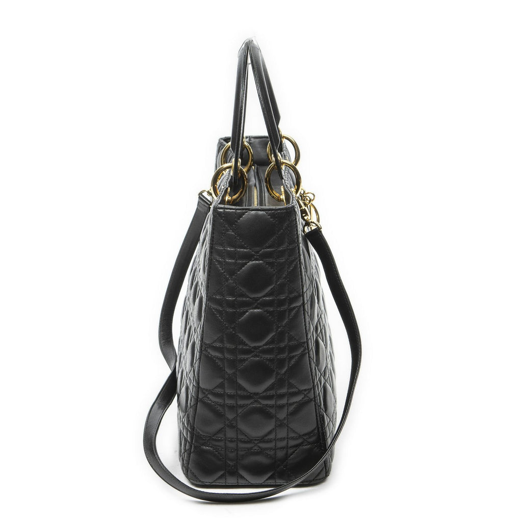 Dior Large Lady Dior Zip Black Canada Lambskin Leather Handbag — view 4