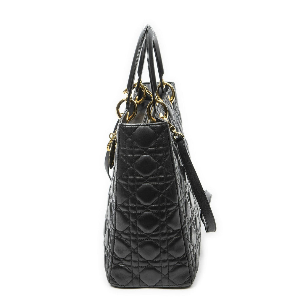 Dior Large Lady Dior Zip Black Canada Lambskin Leather Handbag — view 3