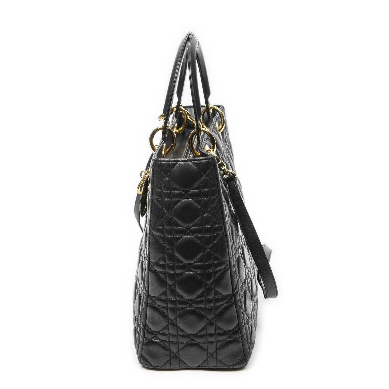 Dior Large Lady Dior Zip Black Canada Lambskin Leather Handbag — view 3