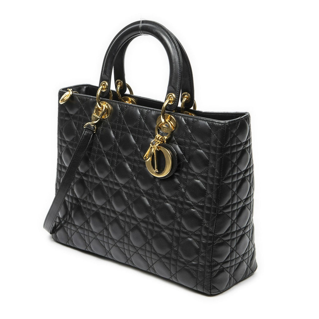 Dior Large Lady Dior Zip Black Canada Lambskin Leather Handbag — view 2
