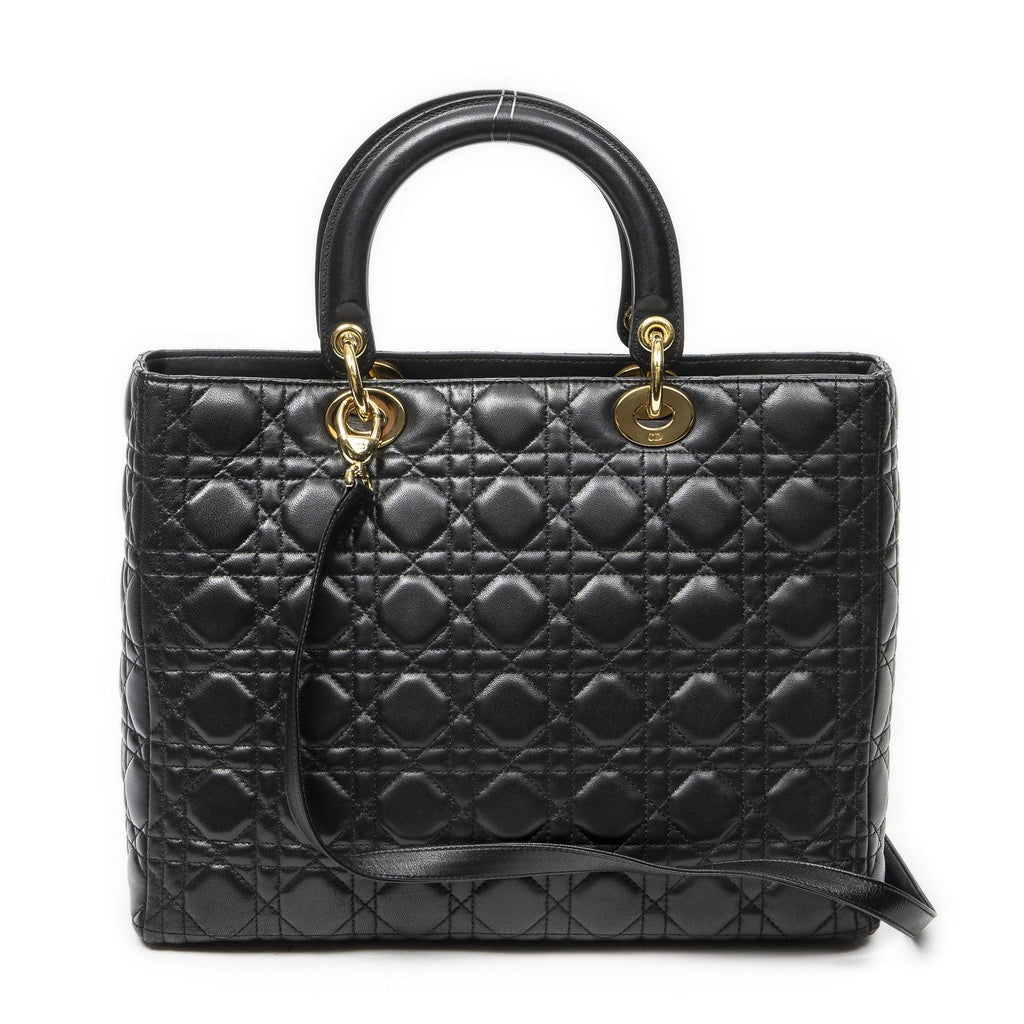 Dior Large Lady Dior Zip Black Canada Lambskin Leather Handbag — view 5