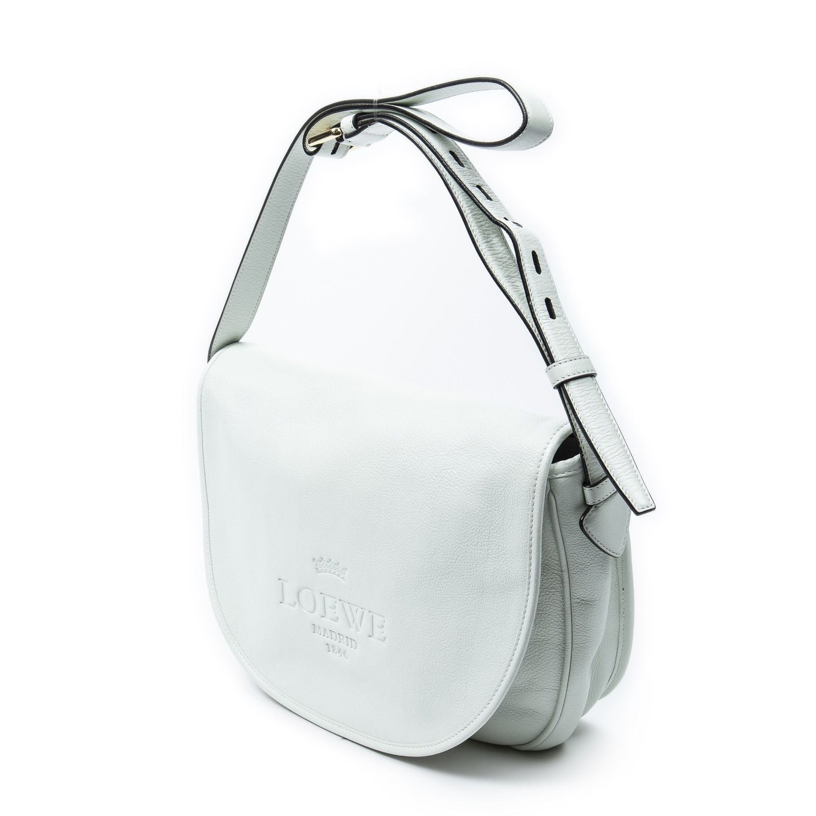 Loewe Heritage Flap Messenger White Gray Calfskin Leather — view 2