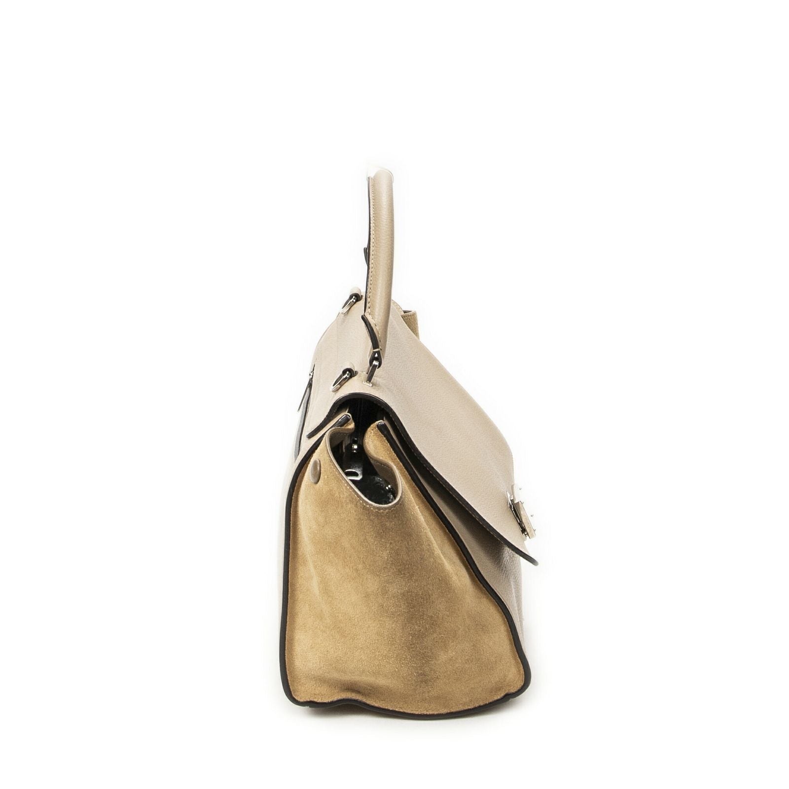 Celine Small Medium Swing Beige Gray Calfskin Leather Messenger — view 4