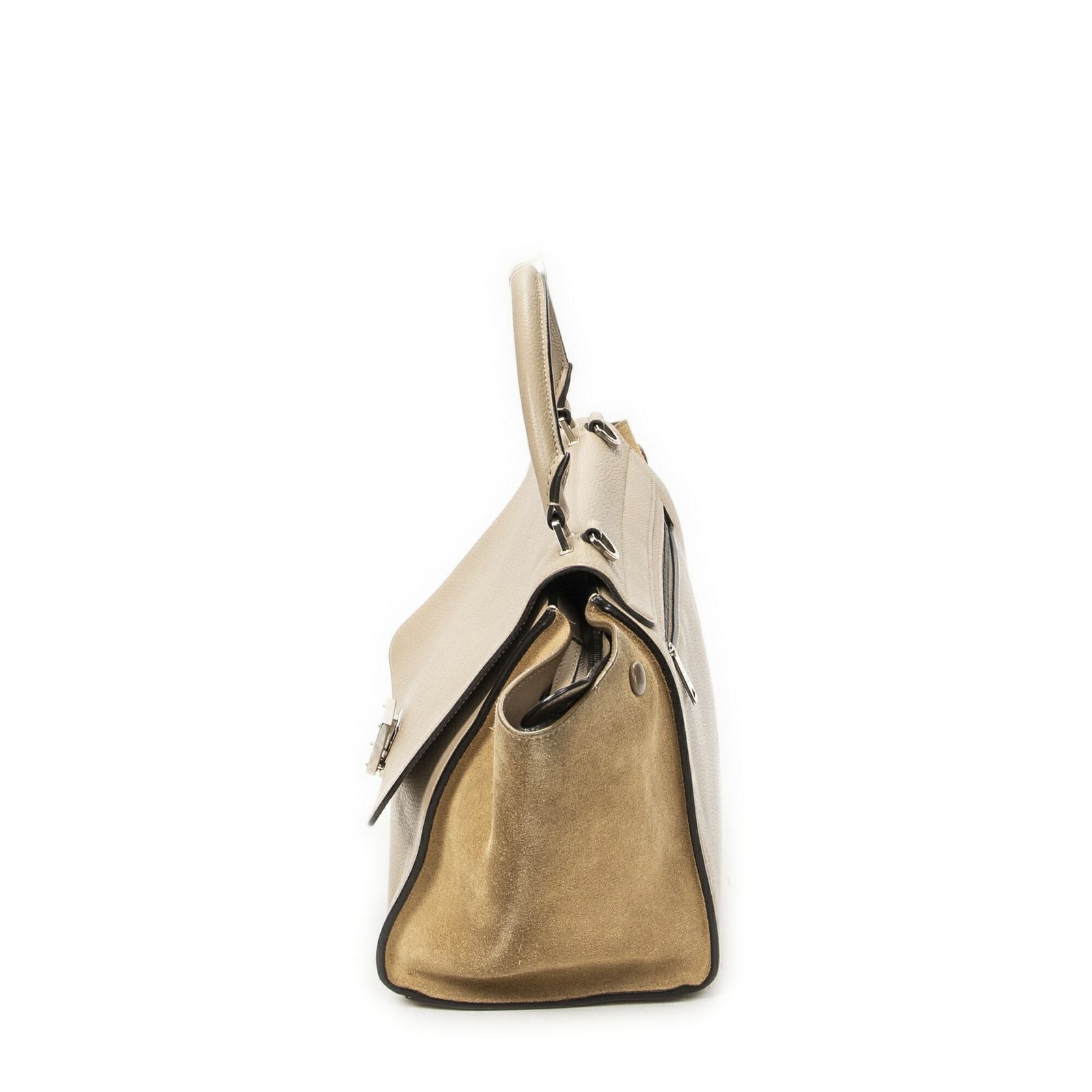 Celine Small Medium Swing Beige Gray Calfskin Leather Messenger — view 3