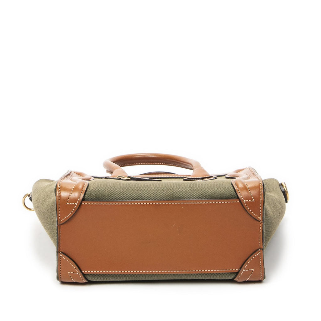 Celine Micro Luggage Brown Green Canvas — view 6