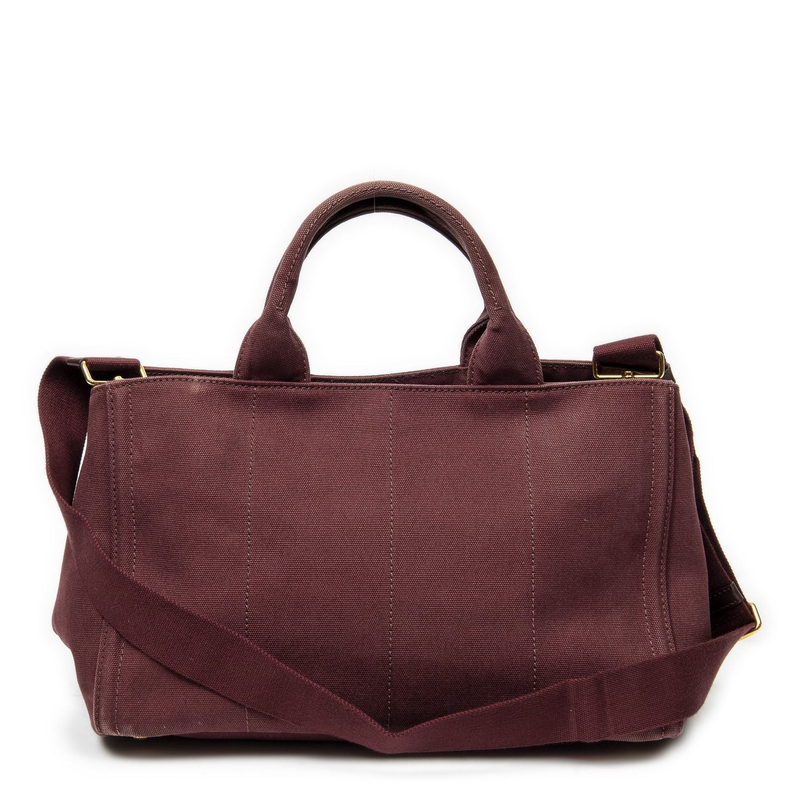 Prada Large Rhinestone Canapa Tote Burgundy Studded Canvas — view 5
