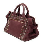 Prada Large Rhinestone Canapa Tote Burgundy Studded Canvas — view 2