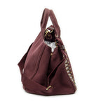 Prada Large Rhinestone Canapa Tote Burgundy Studded Canvas — view 4