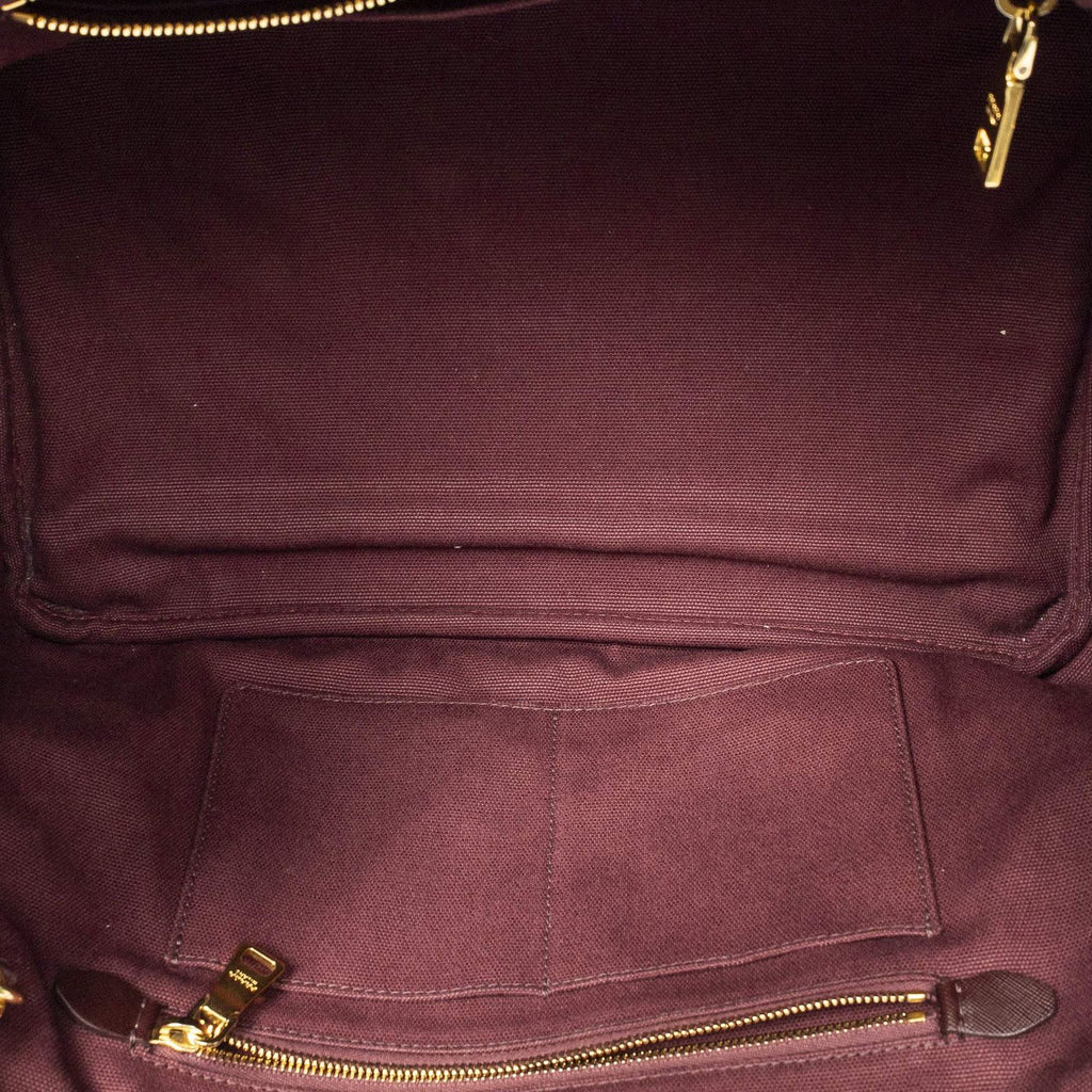 Prada Large Rhinestone Canapa Tote Burgundy Studded Canvas — view 9