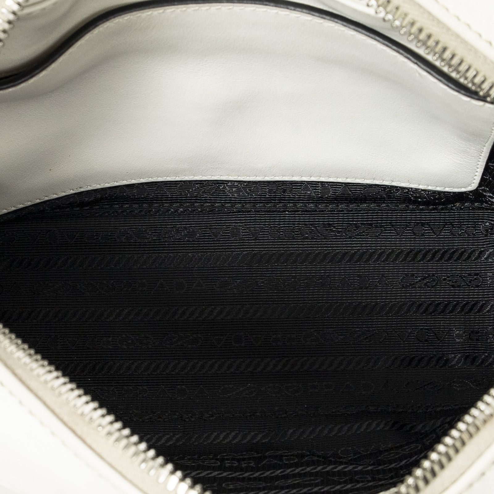 Prada Monki Pattern Camera Bag Ivory Calfskin Leather — view 9