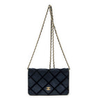 Chanel CC Wallet on Chain Navy Quilted Velvet