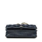 Chanel CC Wallet on Chain Navy Quilted Velvet — view 6