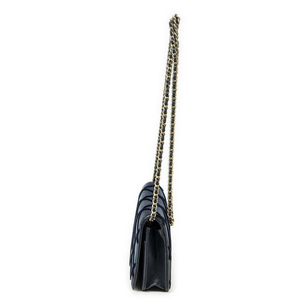 Chanel CC Wallet on Chain Navy Quilted Velvet — view 3
