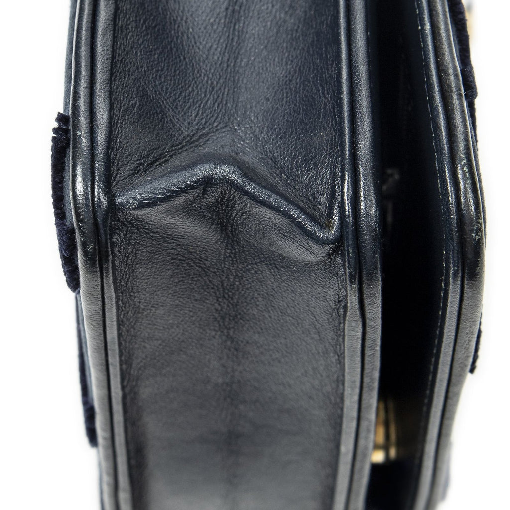 Chanel CC Wallet on Chain Navy Quilted Velvet — view 7
