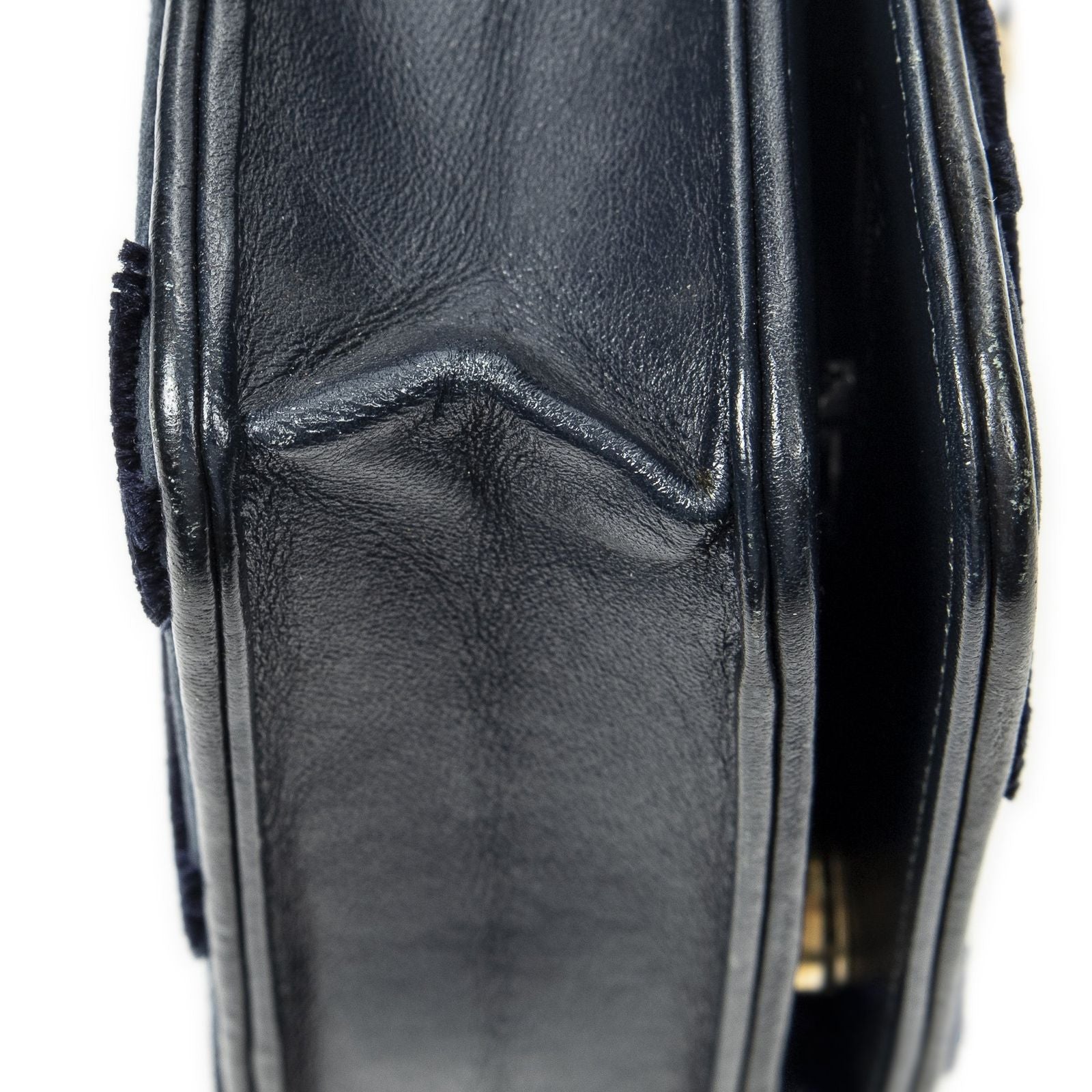 Chanel CC Wallet on Chain Navy Quilted Velvet — view 7