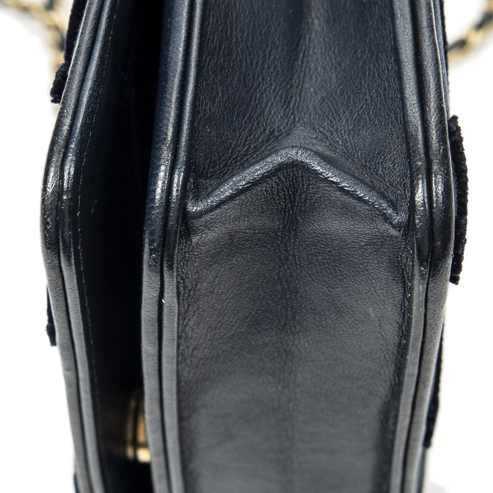 Chanel CC Wallet on Chain Navy Quilted Velvet — view 8