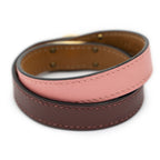 Hermes Kelly Double Tour Bracelet Pink Burgundy Swift Leather — view 2