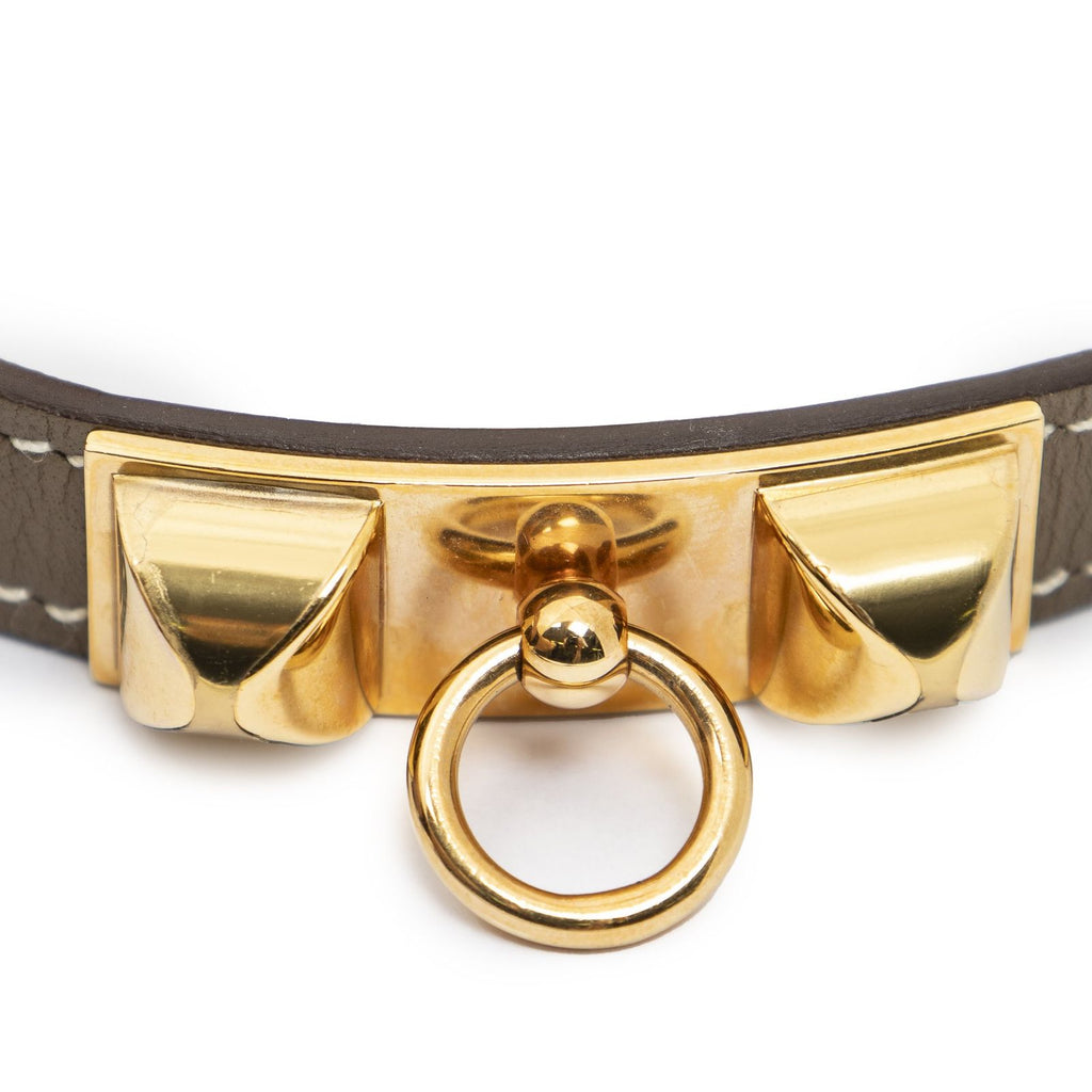 Hermes Rivale Double Tour Bracelet Etoupe Gray Swift Leather — view 3