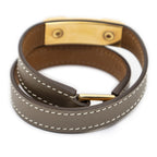 Hermes Rivale Double Tour Bracelet Etoupe Gray Swift Leather — view 2