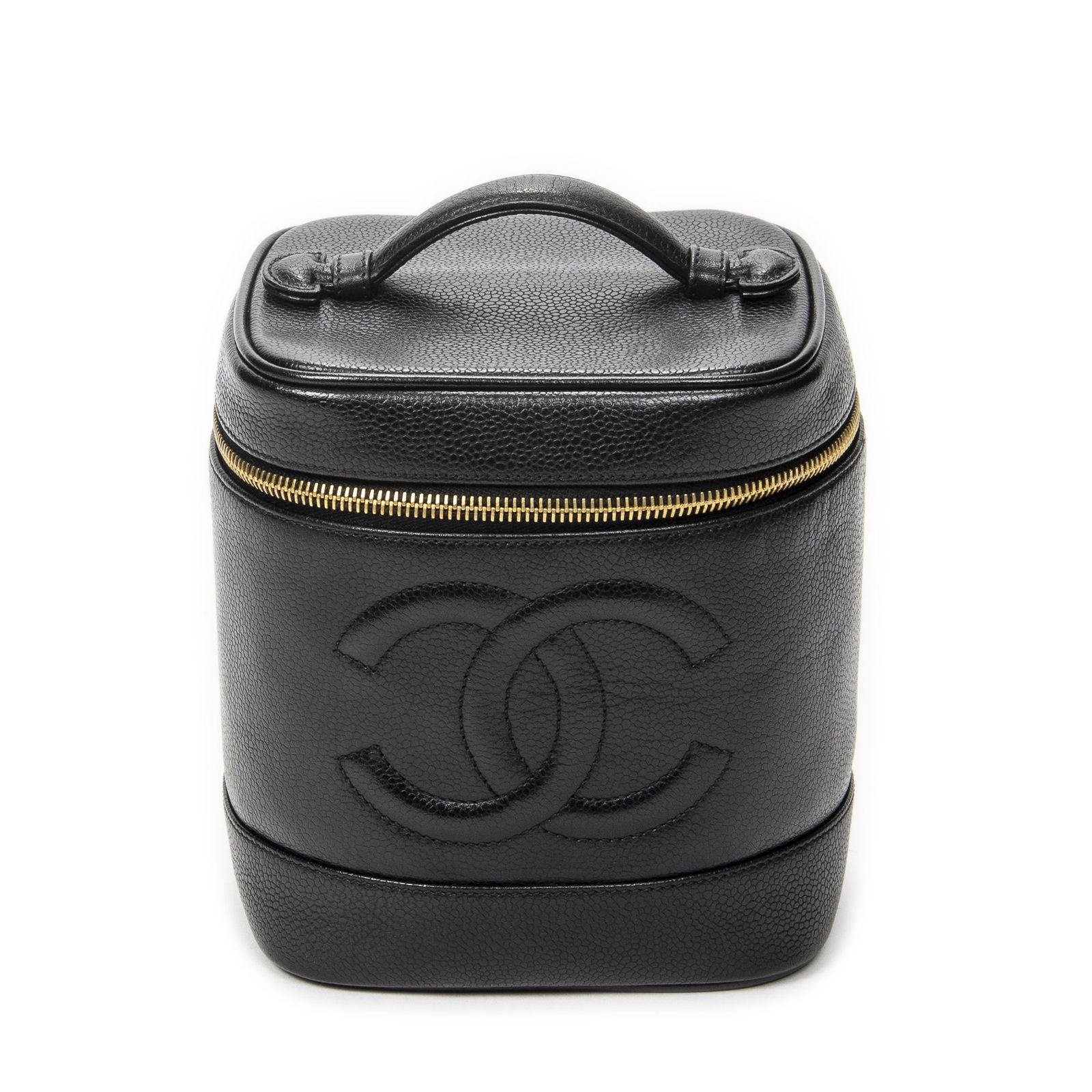 Chanel Timeless Tall Vanity Case Black Caviar Leather