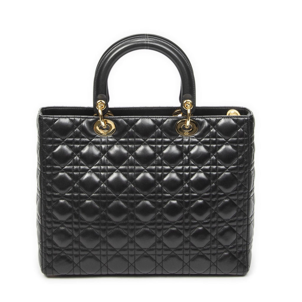 Dior Large Lady Dior Zip Black Canada Lambskin Leather Handbag — view 5